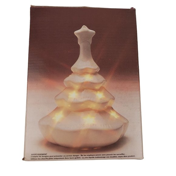 White Porcelain Christmas Tree Star Cut Out Tea Light Candle Votive Holder Decor - Picture 2 of 7